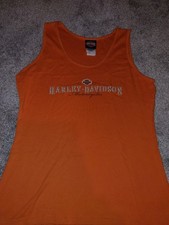 Vintage Style Orange Harley Davidson Orange Tank Top Size XL