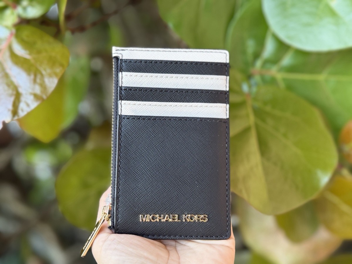 その他 michael kors card wallet Michael Kors Jet Set Travel Top Zip Card Case Wallet Black Multi