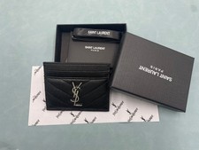 YSL Saint Laurent Black Leather Card Case Wallet Card Holder