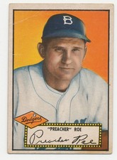 1952 Topps Set Break #66 Preacher Roe Crease Black Back Vintage Baseball Card