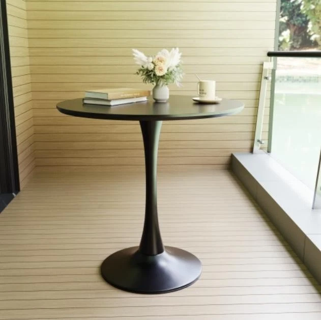 31.5" Black Round Coffee Table Tulip Style MDF Top Pedestal Base Multi-Use New - Image 3 of 4