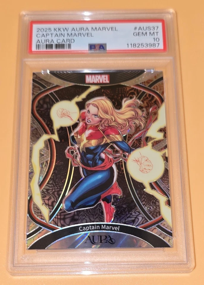 Tarjeta como nueva Captain Marvel PSA 10 Low Pop 1 2025 Kakawow Aura Marvel AM-AUS-37 gema Foto 4 de 4