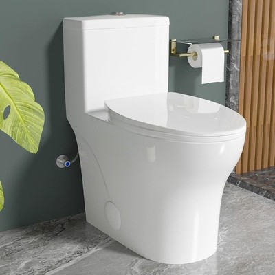 Elongated Modern Tall Toilet 17 Inch Chair Height Seat 17.3'', Powerful Tornado