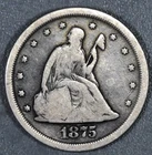 1875-S 20C SEATED LIBERTY SILVER 20C PIECE Repunched S  KM# 109 Gr:  VF+ A6611