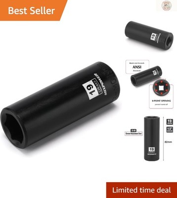 19mm 6-Point Deep Impact Socket - 1/2 Inch Drive, Impact Grade Strength