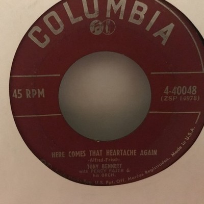 Tony Bennett - Rags To Riches / Here Comes That Heartache Again 45 RPM Columbia