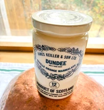 Vtg James Keiller & Son SEVILLE ORANGE MARMALADE JAR Crock Dundee Scotland