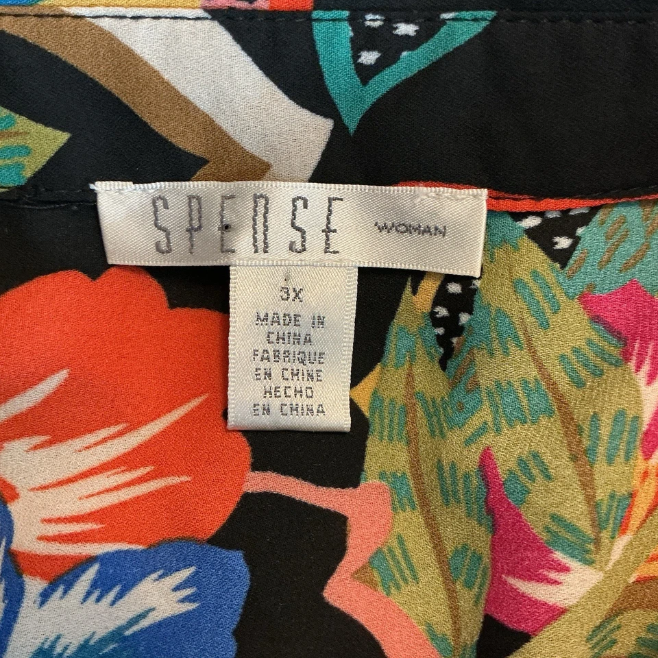 Camisa plumero sin mangas SPENSE para mujer talla 3X negra cachemira floral midi boho Foto 4 de 4