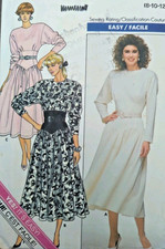 Vintage 1980s Butterick  5763 Easy Dress Sewing Pattern Multi-Size
