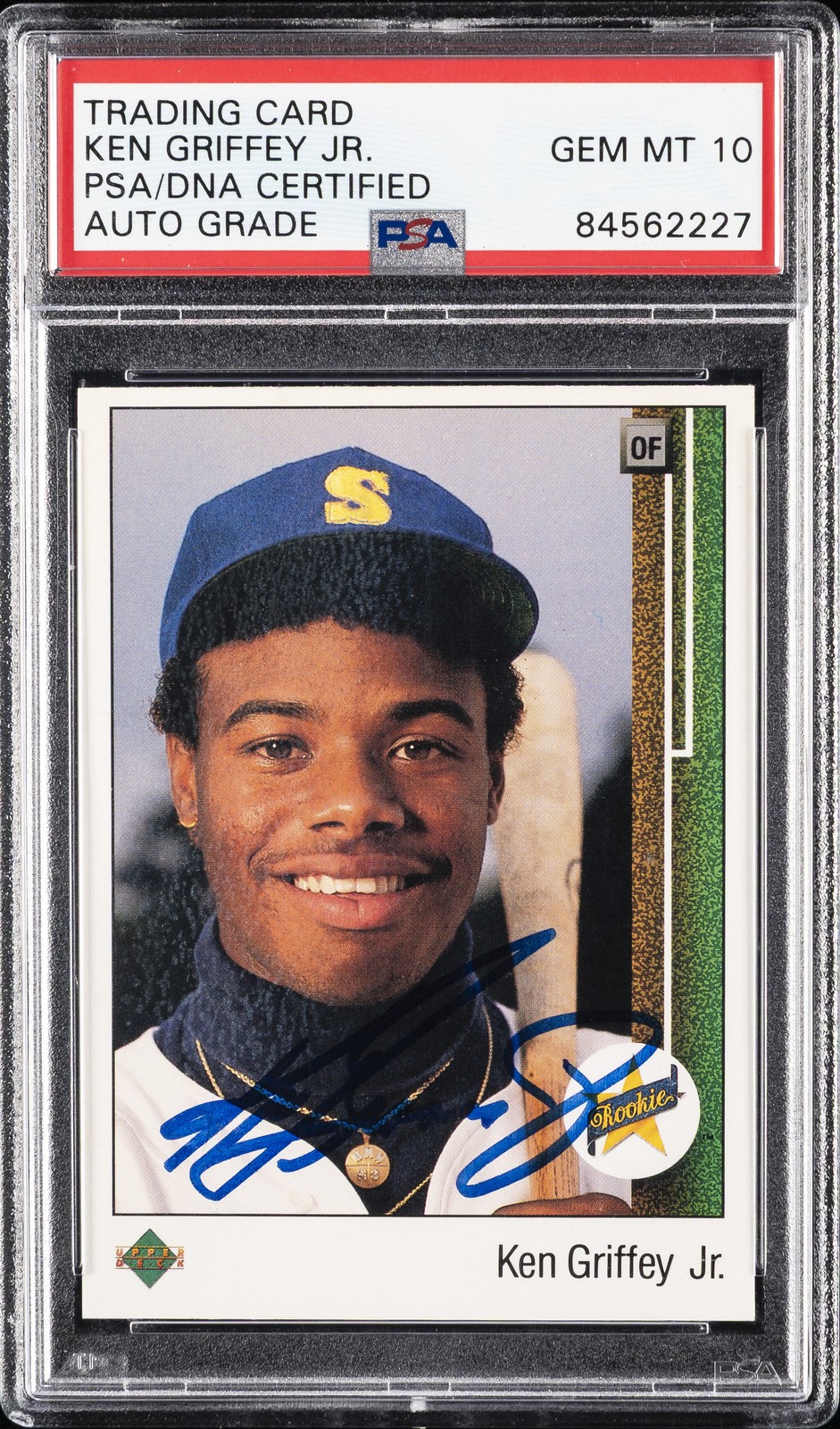 1988 UD TRADING CARD AUTOGRAPHED #1 KEN GRIFFEY JR. PSA DNA 10