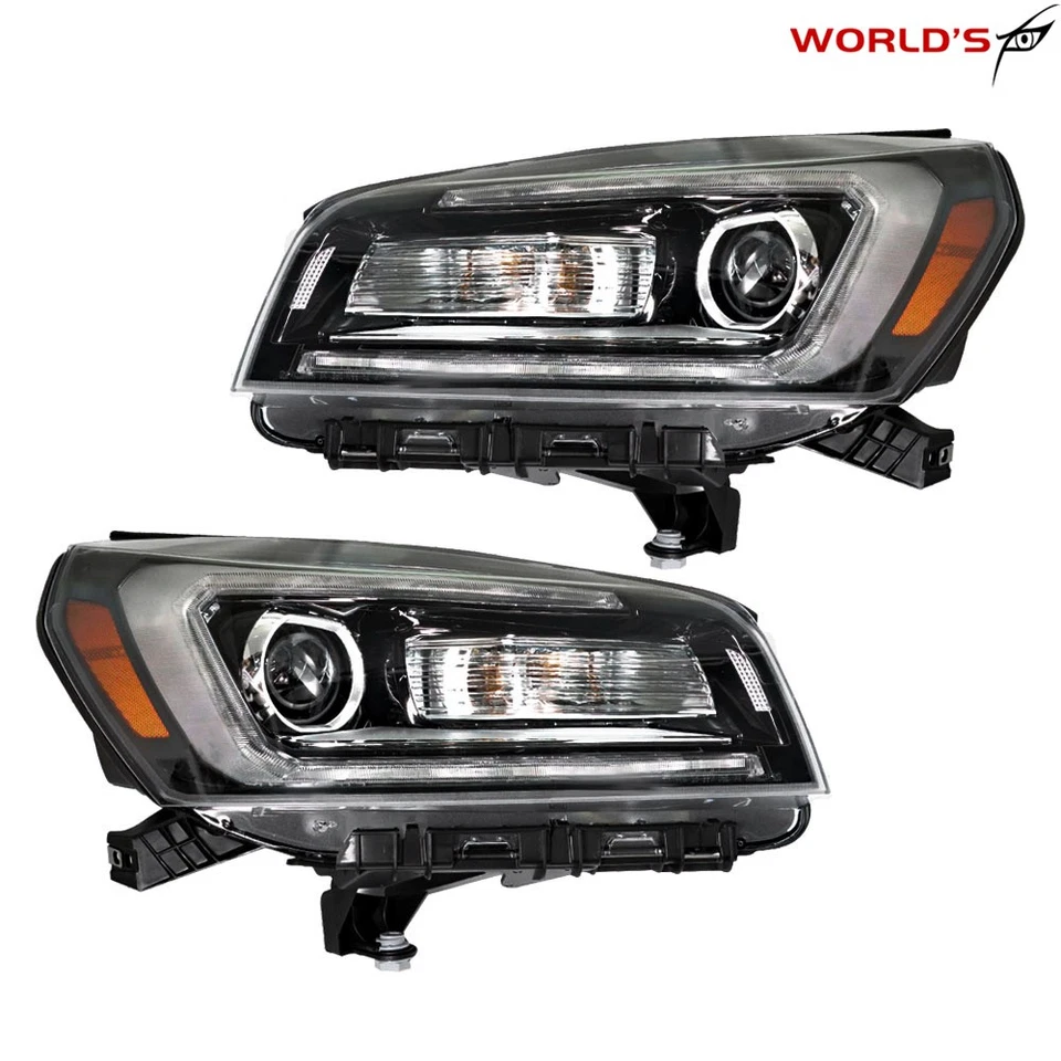 Pair Replacement Headlamp For GMC Acadia 2013-2016 Headlight Halogen W/LED Tube - Image 2 of 4