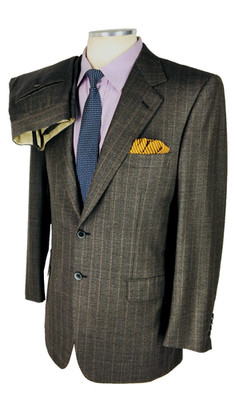 40R Brioni Italy Mens 2 Button 100% Wool Suit Brown Taupe Pants 34/32