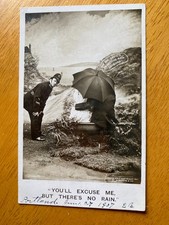 Rare Vintage Bamforth Real Photo Postcard Comic Policeman Rain Humor-1907