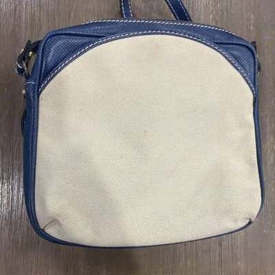 Vintage BOTTEGA VENETA Navy Canvas/Leather Bag Handbag Shoulder Bag