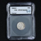 1926-D Mercury Winged Liberty Silver Dime Tough Date ICG EF45 Details 10C
