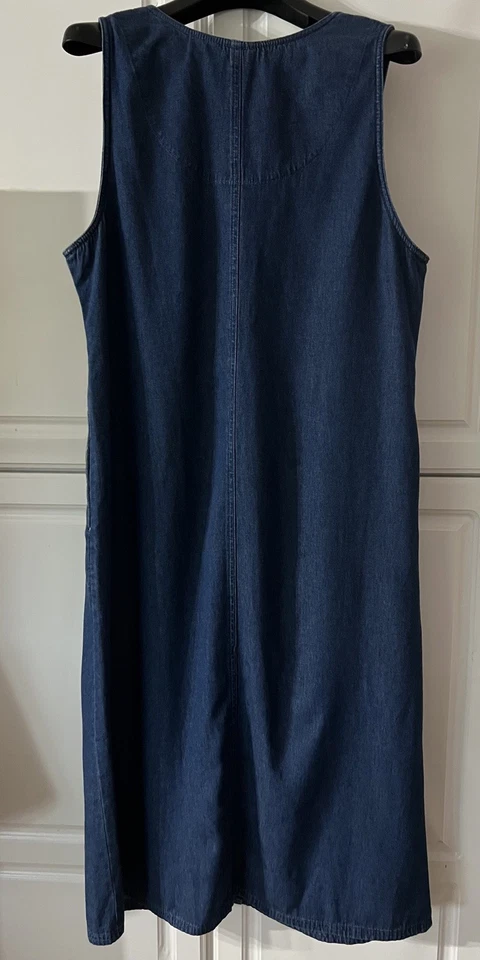 Vintage White Stag Embroidered Floral Denim Maxi Dress Cottagecore Modest L 90s - Image 4 of 4