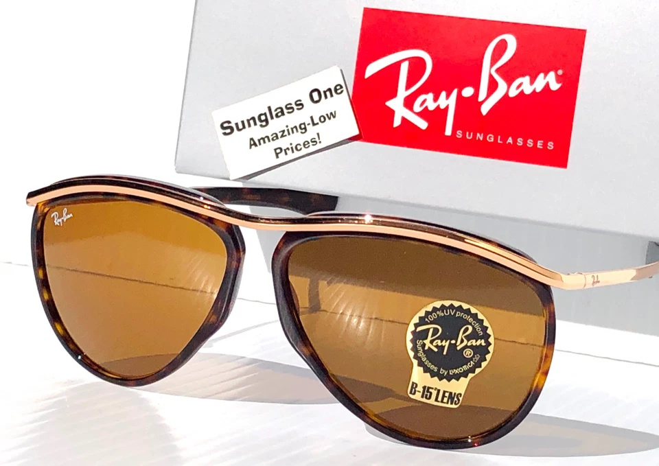 Ray Ban Olympian Aviateur or Rose Havane Lentille Soleil RB 2219 1309/33 - Photo 1/4