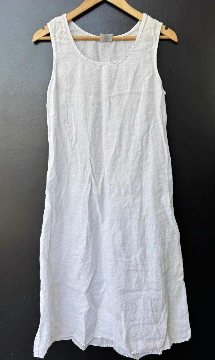 tahari stretch linen dress Tahari Linen Strappy Button Closure Stretch Striped Midi Dress main image 1