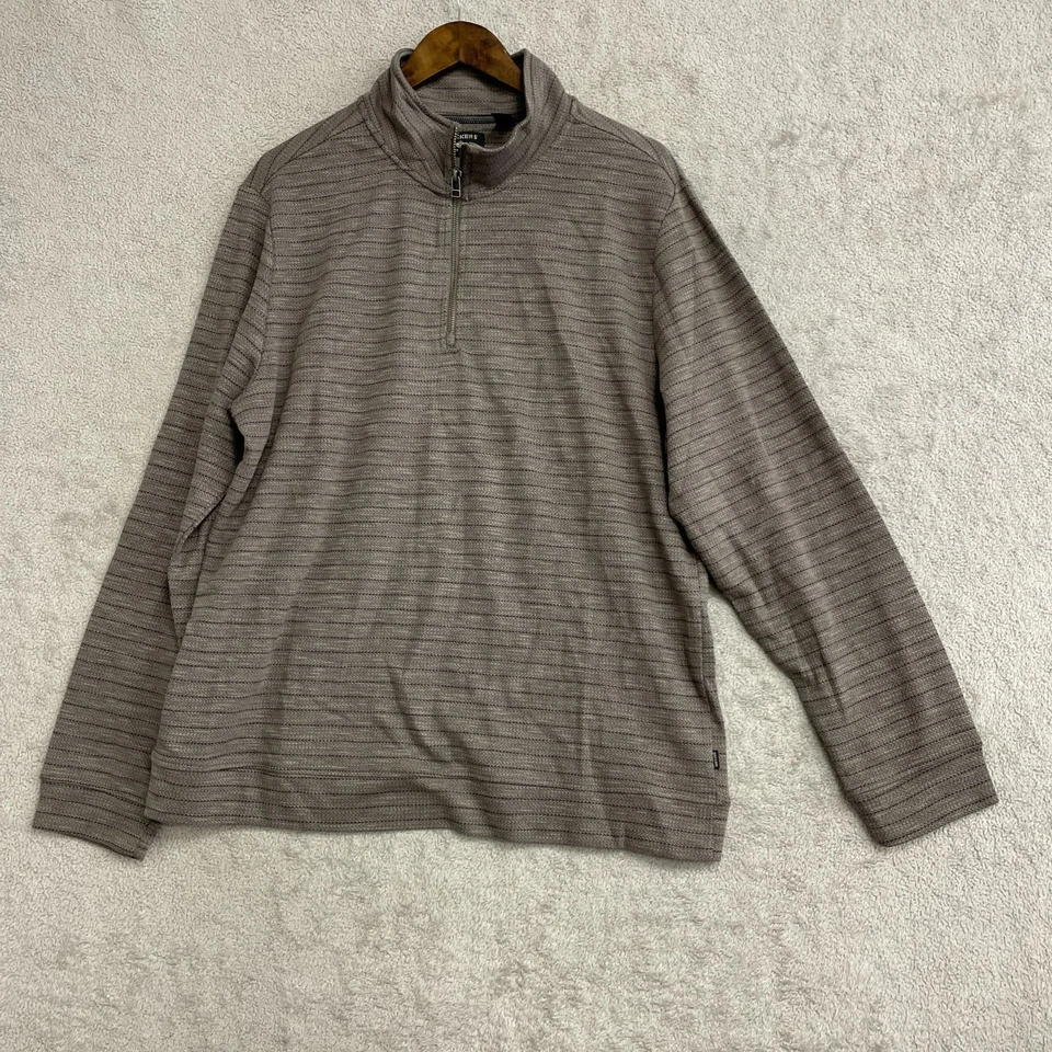 NWOT Dockers Men's Size L Gray Striped 1/4 Zip Pullover Sweatshirt Mock neck - Image 3 of 4