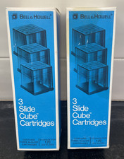 Set/2 Vtg Bell Howell Slide Cube Cartridges Storage Packs of 3