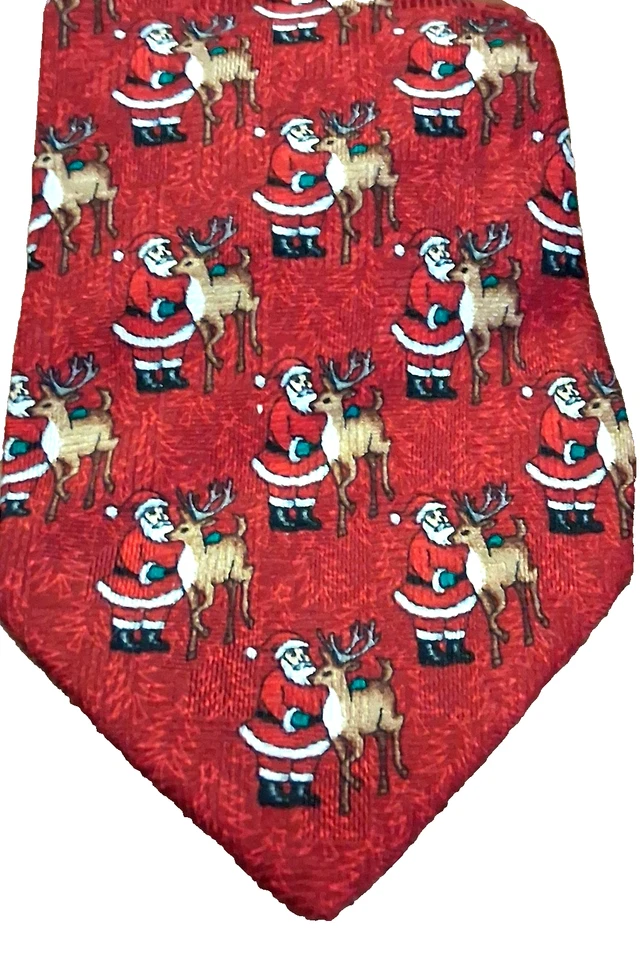 Corbata de Navidad de Papá Noel HOMBRE DE HOY 100 % seda hecha en EE. UU. Original vintage💕 Foto 4 de 4