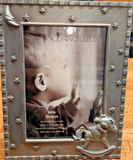 Connoisseur Metal 4x6  Baby Photo Frame Moon Stars Teddy Bear on Rocking Horse