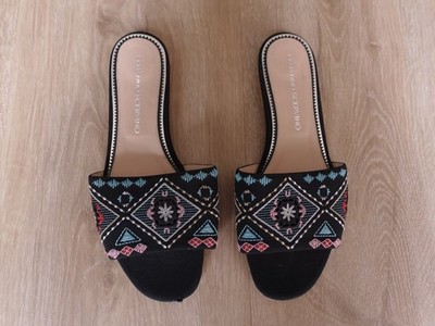 ERMANNO SCERVINO Sandalen Schuhe Pantolette schwarz farbig bestickt Größe 38