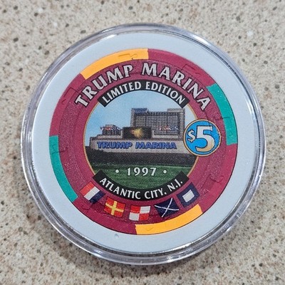 1997 Trump Marina Casino Limited Edition $5 Table Chip From Atlantic City, NJ