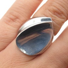 925 Sterling Silver Vintage Mexico Modernist Petal Oxidized Ring Size 6