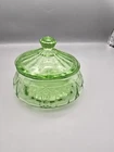 Vtg Anchor Hocking Green Uranium  Vaseline Glass Cameo Ballerina  Candy Dish Lid