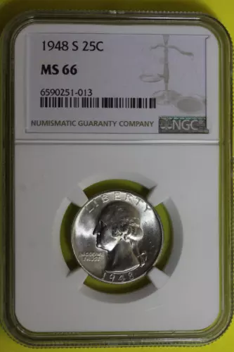 1948-S NGC MS66 Silver Washington Quarter Dollar 25c #B37798