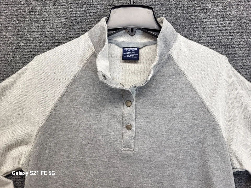 Charles River Apparel Falmouth Pullover Women's Sz L Heather Gray French Terry - Imagem 2 de 4