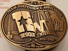 Vintage Texas Independence Association Sesquicentennial 1836-1986 Brass Buckle
