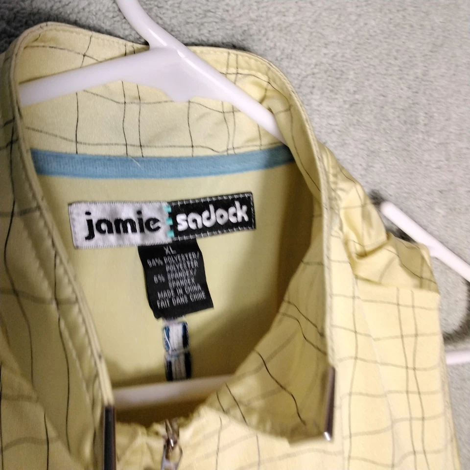 Camisa polo Jamie Sadock para mujer talla XL amarilla azul geométrica cremallera sin mangas Foto 2 de 4
