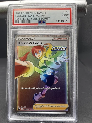 Pokemon Korrinas Focus 174/163 PSA 9 2021 SWSH Battle Styles 174 🌈🔥