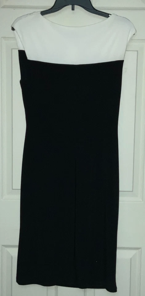 全新 RALPH LAUREN 瘦身褶皱球衣 针织 人造裹身连衣裙 10 黑色 $134 全新带标签 — 第 2/4 张图片