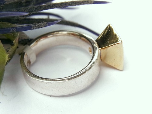 SCHMUCK-STCK Ring SILBER VERGOLDEt Citrin NEU FACETTEN 55 17,5 carré vergoldet - Bild 2 von 2
