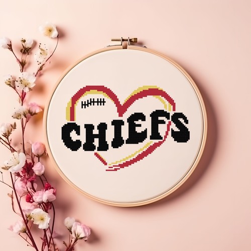 Kansas City Chiefs Football Counted Cross Stitch Kit - Picture 3 of 5