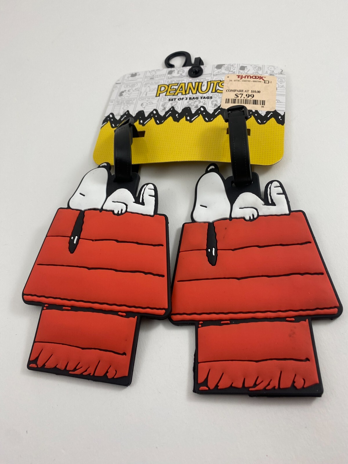 Peanuts Snoopy Jumbo Luggage Tags Set Of 2 Bag Tags Large Travel-NWT