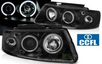 Scheinwerfer Paar VW Passat B5 3B 96-00 Angel Eyes Ccfl Schwarz
