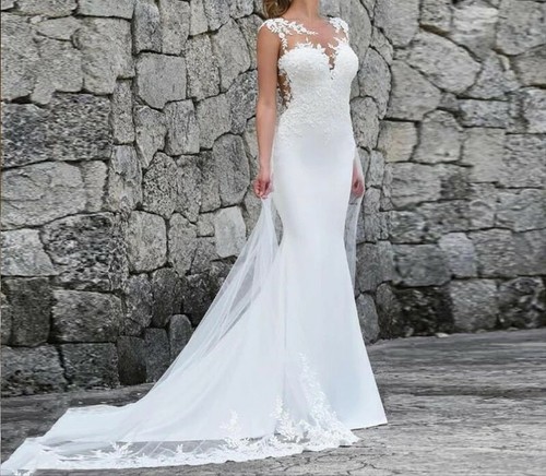 Abito da sposa VANITY CODA RICAMO SCOLLO | eBay