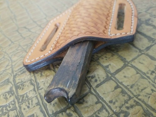 TRAPPER folding HUNTER LEATHER FOLDING POCKET KNIFE PANCAKE custom SHEATH Case X - Picture 6 of 8