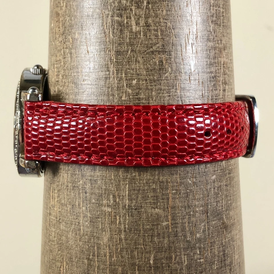 Aqua Master Women Dress Pave MOP Leather Heart Shape Quartz 30mm Watch 6 1/2" - Image 3 of 4