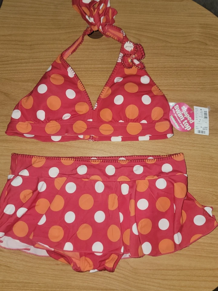 Nuevo traje de baño para niña/mujer limitado también 2 piezas naranja y rojo, talla 18 #626 Foto 2 de 4