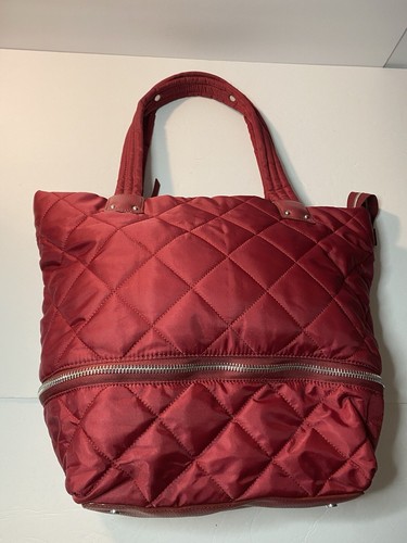 SAM EDELMAN ARIANNA QUILTED PUFFER TOTE HANDBAG WINE With MATCHING CLUTCH LOVE - Picture 2 of 22