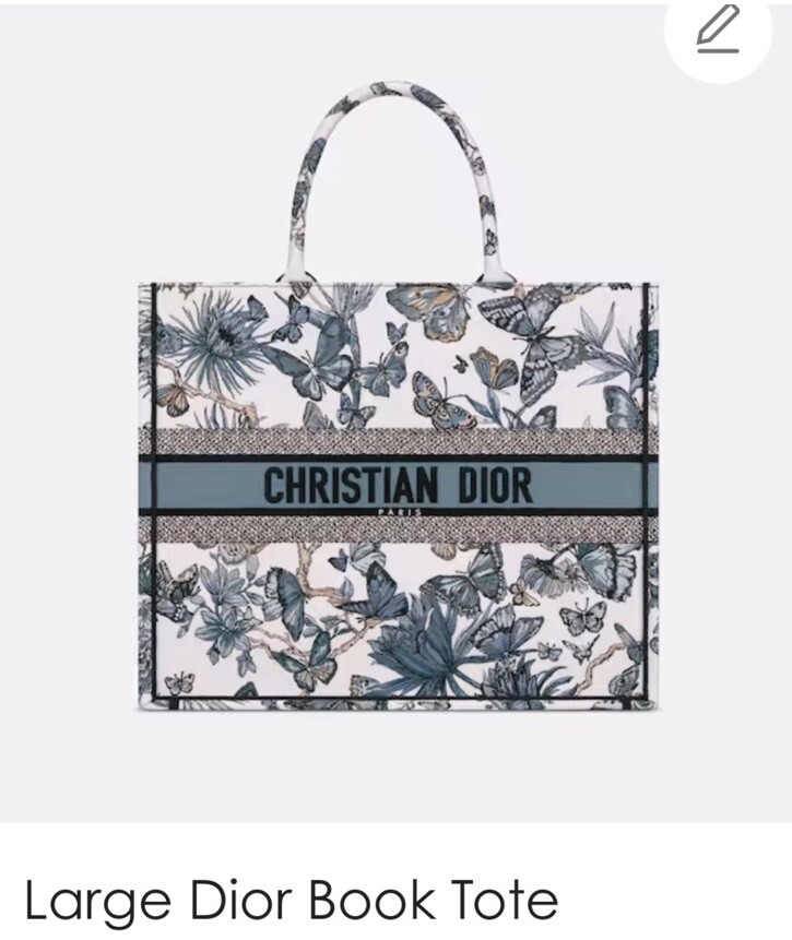 Dior Book Tote White & Pastel Midnight Blue - Large