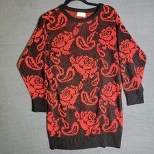 Vintage ROSE Sweater womens Size medium 100% Acrylic red long sleeve made in USA