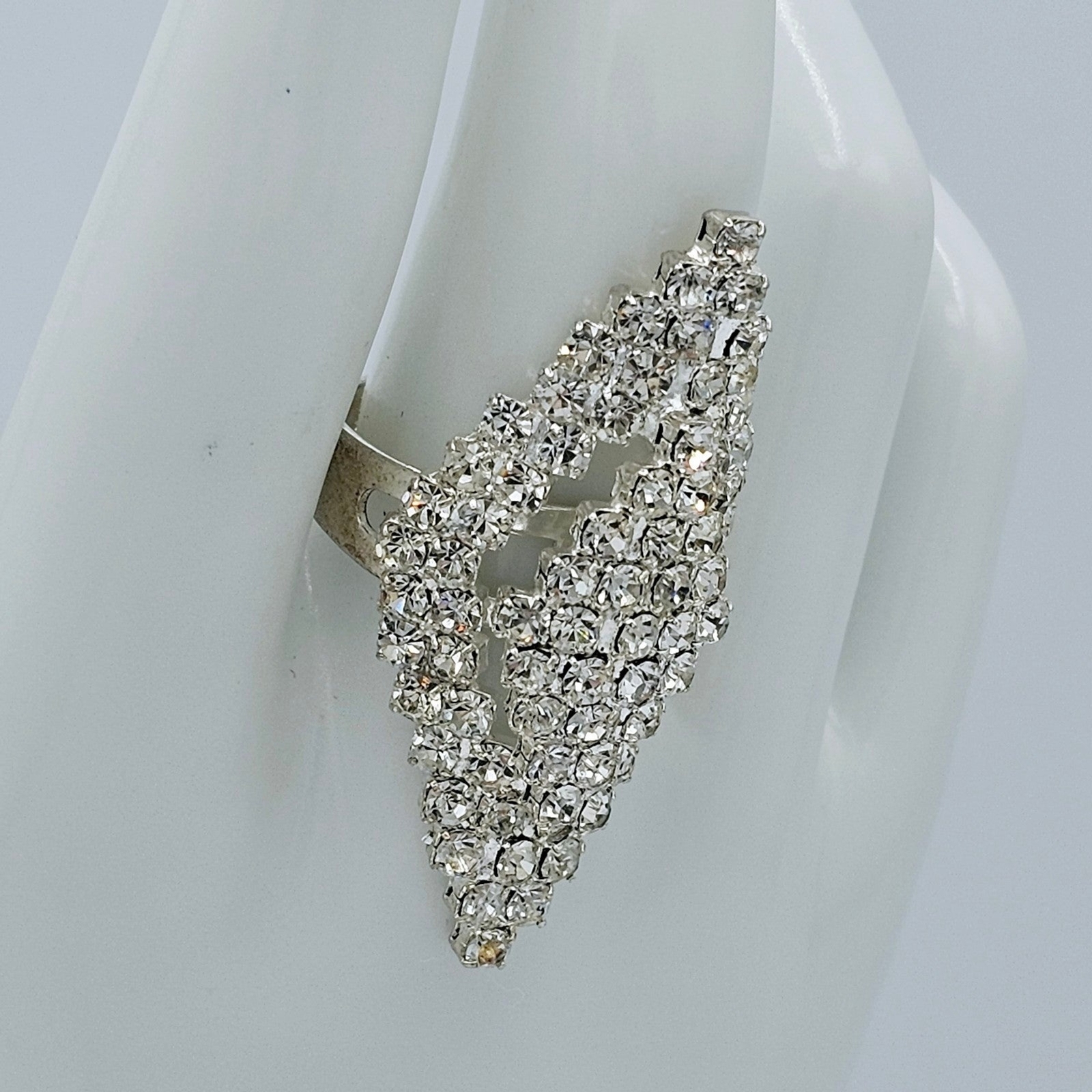 Bling Ring Adjustable Rhinestone Studded Two Tier… - image 3