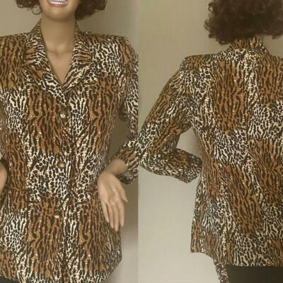 NEWPORT NEWS EASY STYLE LEOPARD ANIMAL PRINT BLAZER JACKET 12