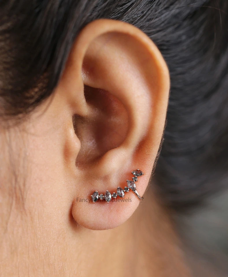 Pendientes de compromiso de oro rosa de 14K con forma de marquesa natural de 0,45 quilates Foto 2 de 4